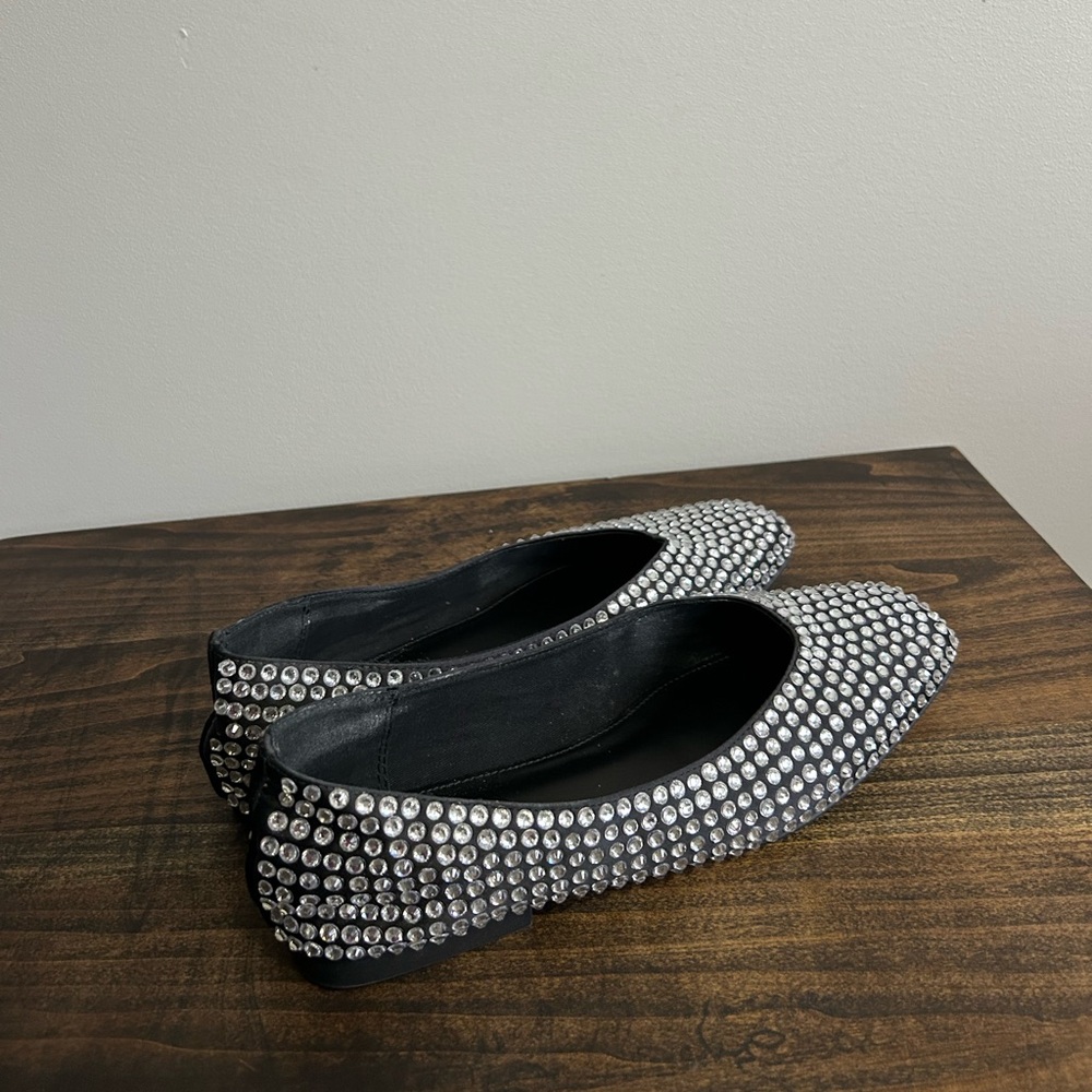 Steve Madden Matais Rhinestone Embellished Square Toe Ballet Flats, Size 9. - Picture 4 of 10